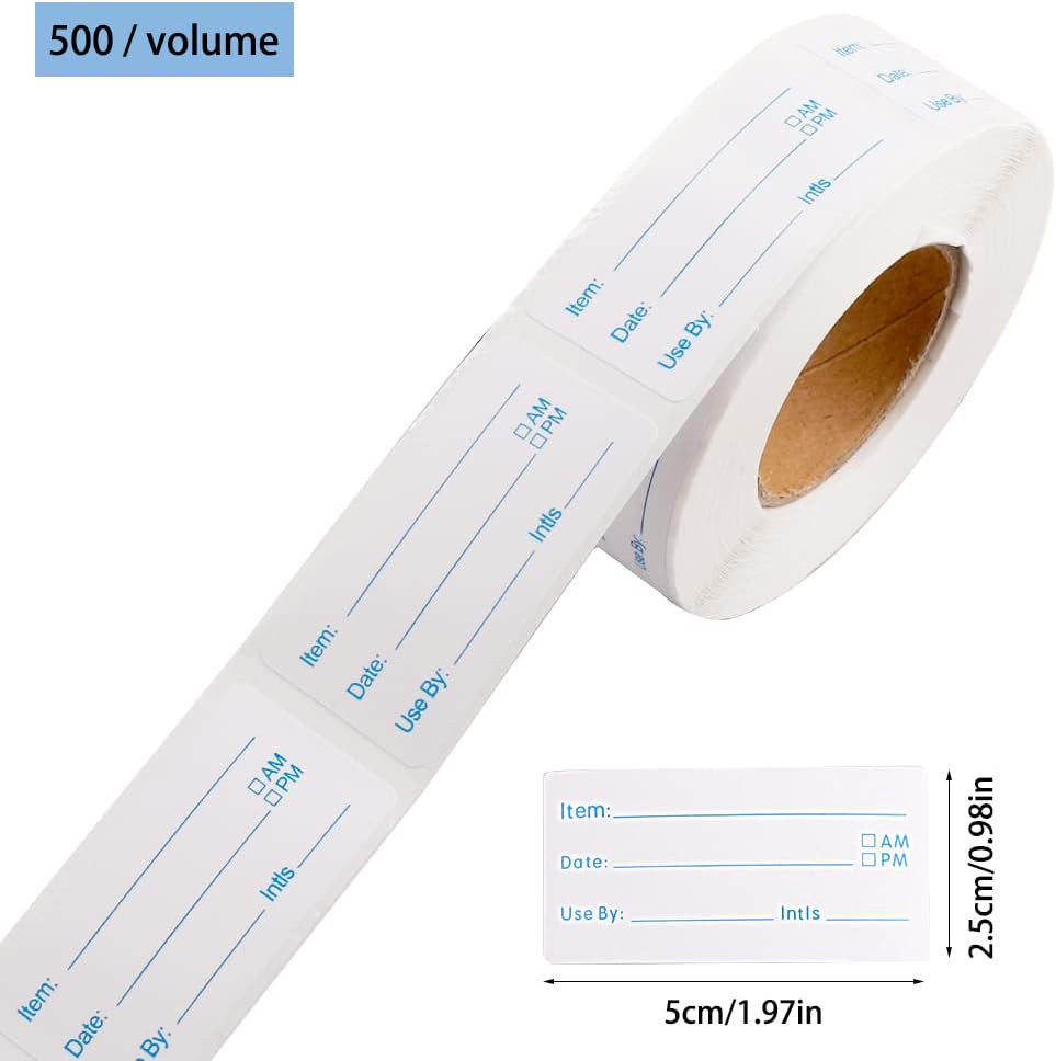 Removable Food Labels – 1000 Pieces, 1×2 Inch Date Stickers for Containers
