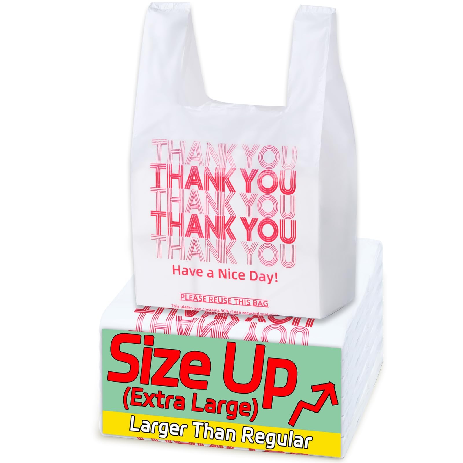 Extra Large (13″ x 8″ x 23″) X-Large Size up, 100 Count Plastic Bags with Han…