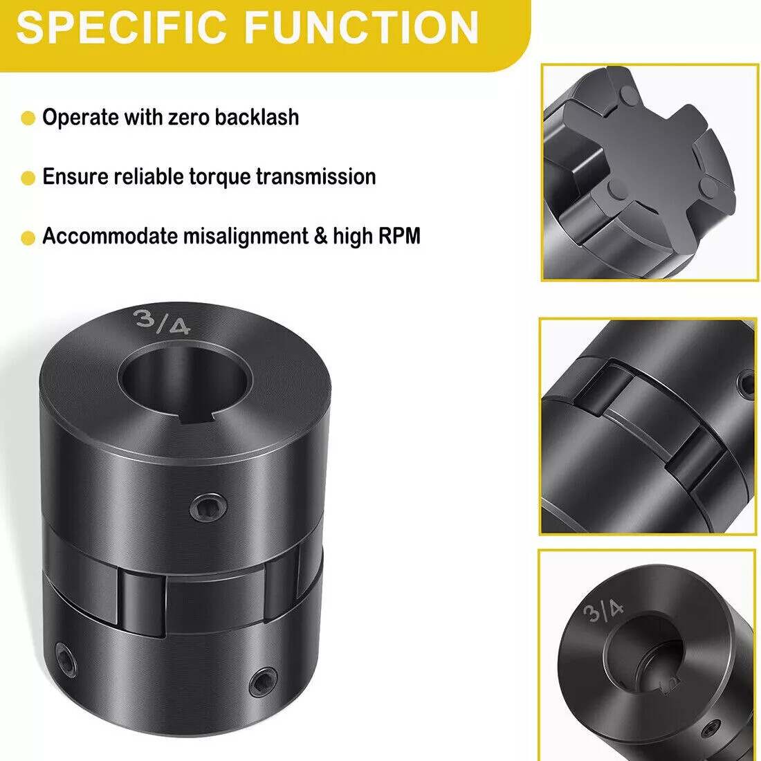 3Pcs 1/2″ to 3/4″ L075 L-Jaw Coupling Set For Log Wood Splitter Hybrid Equipment