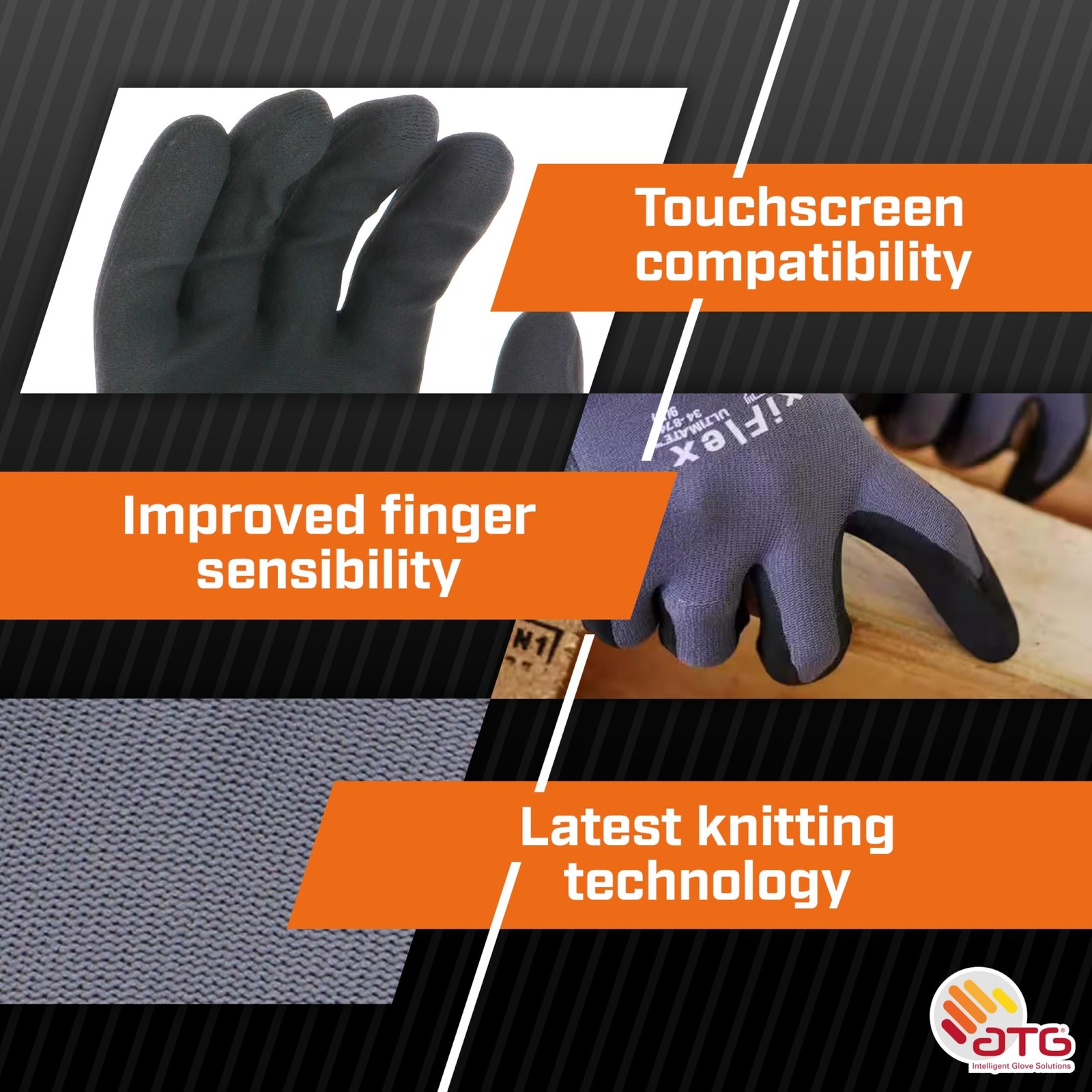MaxiFlex PIP 34-874/L MaxiFlex Ultimate, Foam Nitrile Palm Coated Gloves, Gra…