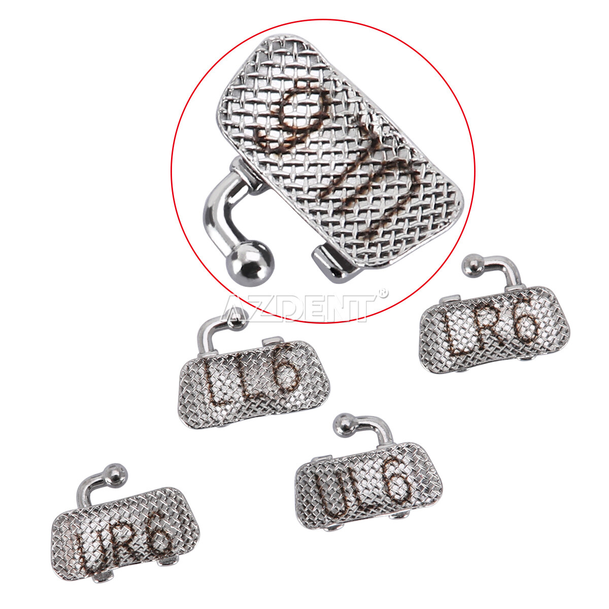 AZDENT Orthodontic Buccal Tubes 1st Molar Roth 022 Bondable Convertible Mesh