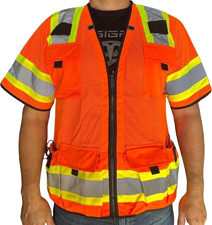 Crew Orange Reflective High Visibility Class 3 Safety Vest