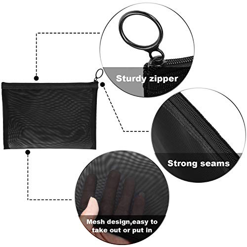 6 Pieces Mesh Makeup Bags Mesh Cosmetic Bag Portable Travel Organizing Zipper Po
