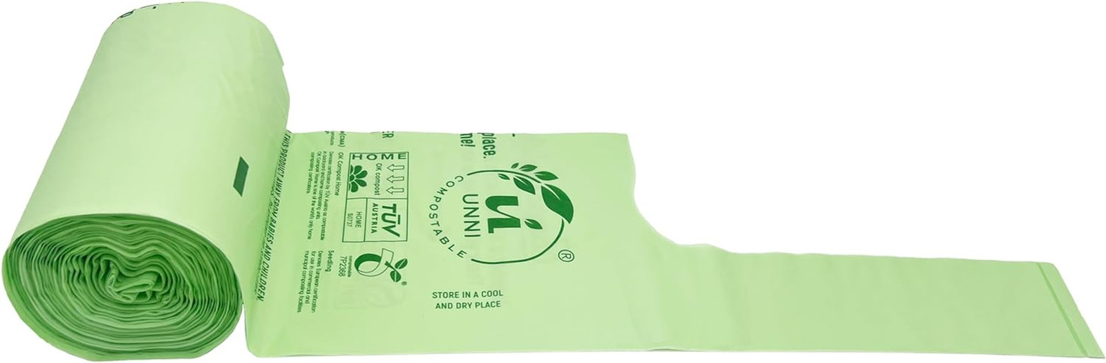 Compostable T-Shirt Bags with Tie Handles, 2.6 Gallon / 9.84 Liter, 50 Count, 0.