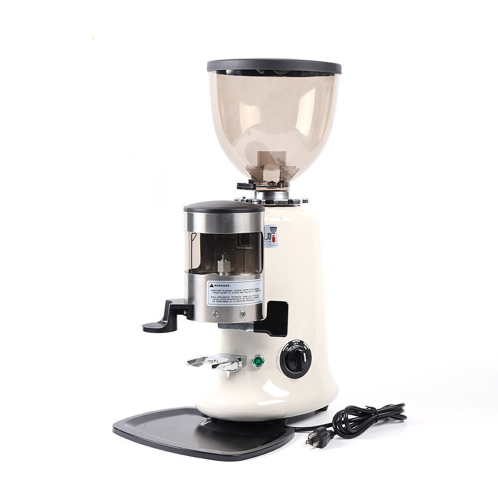 64mm Flat Burr Coffee Grinder 350W 1.2kg Hopper White 200g Dispenser