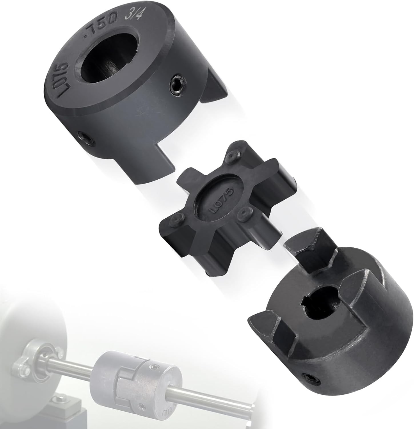 1/2″ to 3/4″ L075 Flexible L-Jaw Coupling Coupler Set Rubber For Log Splitter