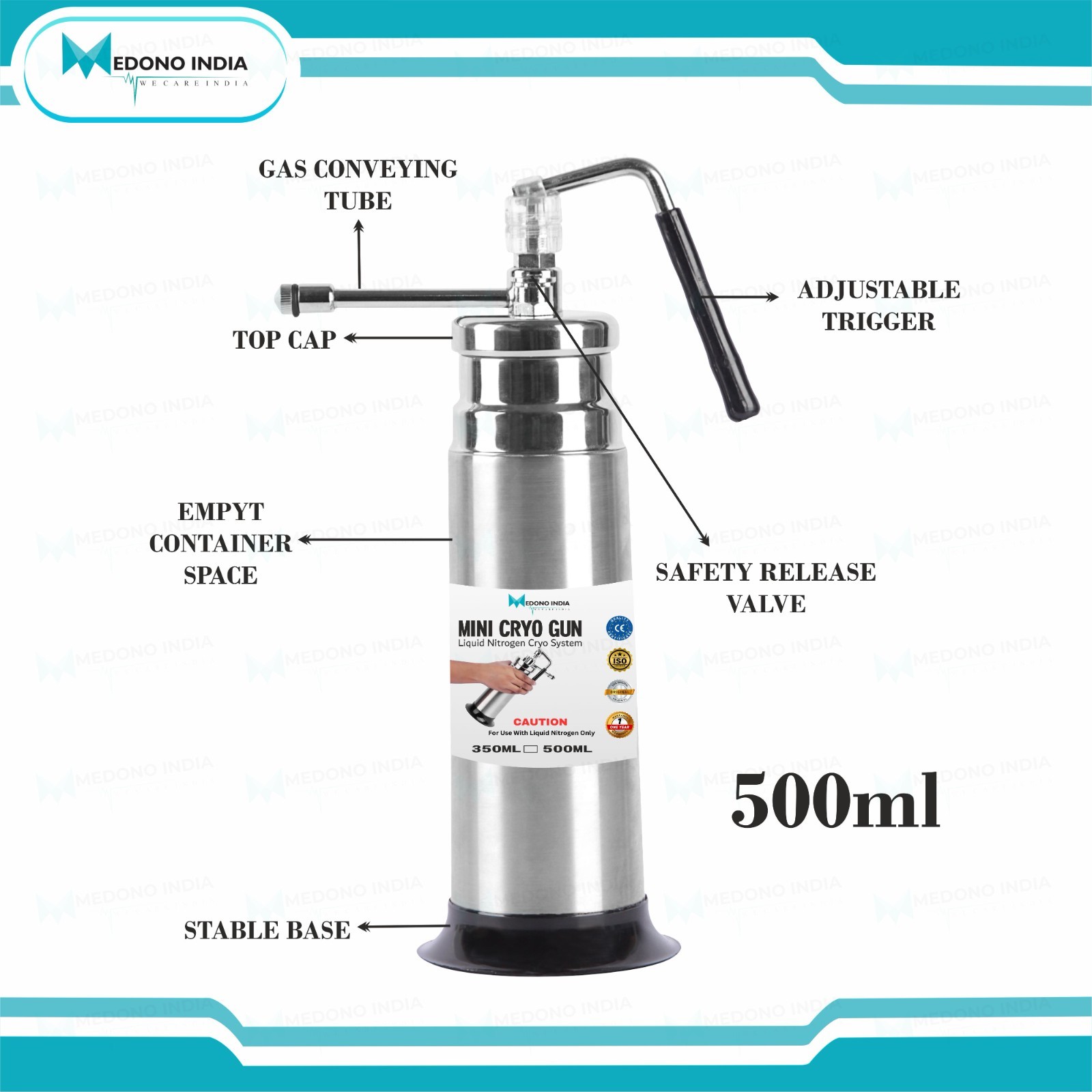Professional Mini Cryo Can For Dermatology 500ML Liquid Nitrogen Sprayer Premium