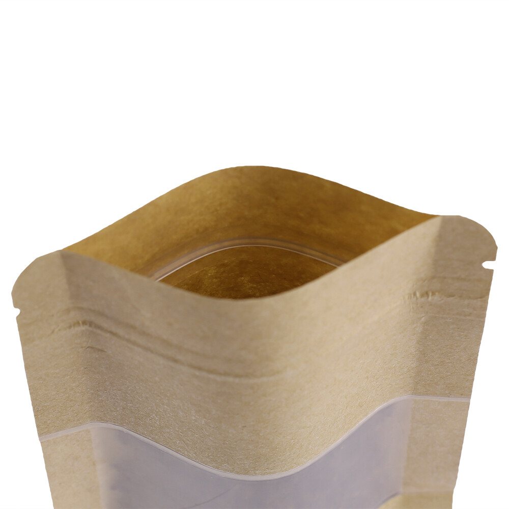 Brown Kraft Stand Up Zip Seal Resealable Bags w/ Clear Window Variety QTY Sizes