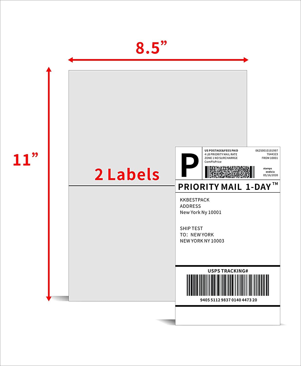 1000 Value 8.5″ X 5.5″ Half Sheet Self Adhesive Shipping Labels 2 Per Sheet