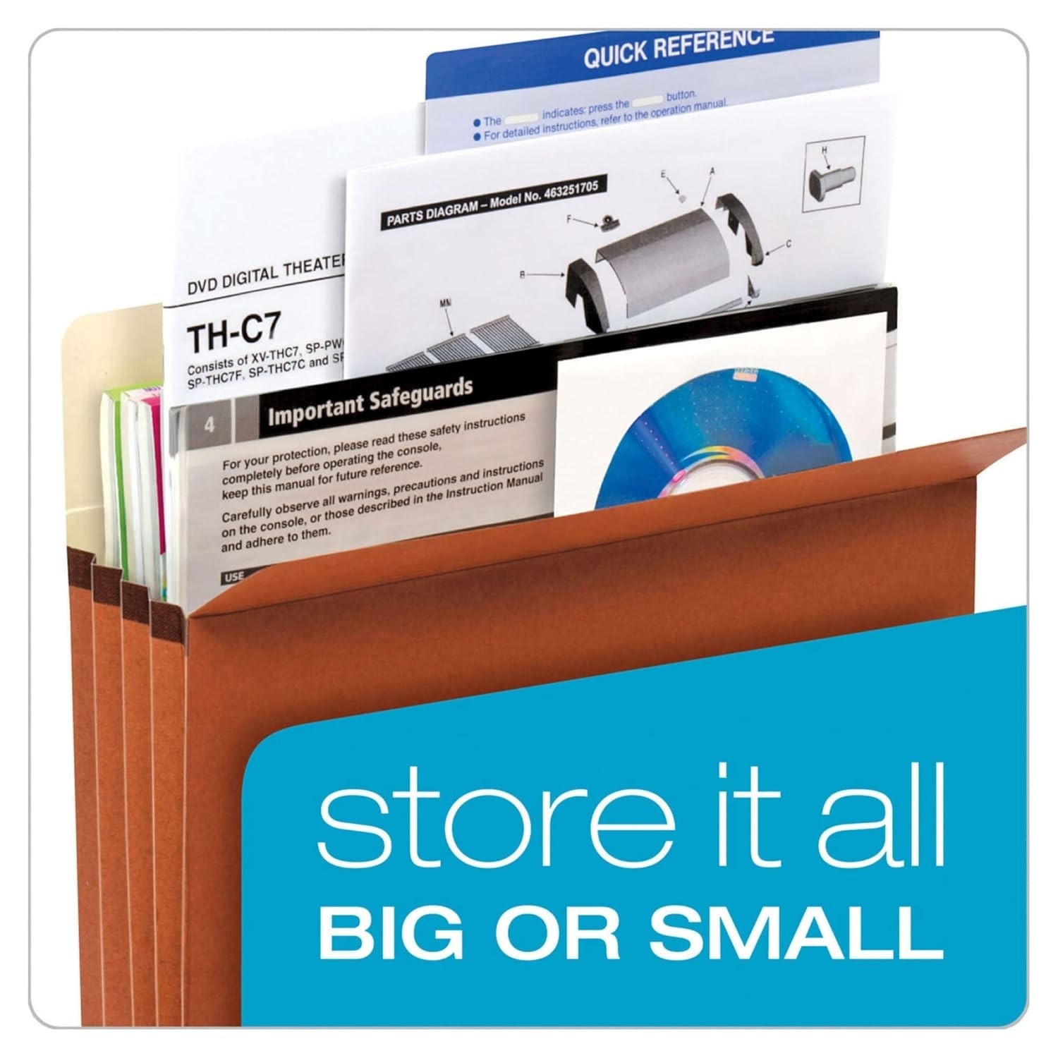 Expanding File Pockets 5.25in Capacity Redrope Reinforced Tyvek for Office Use