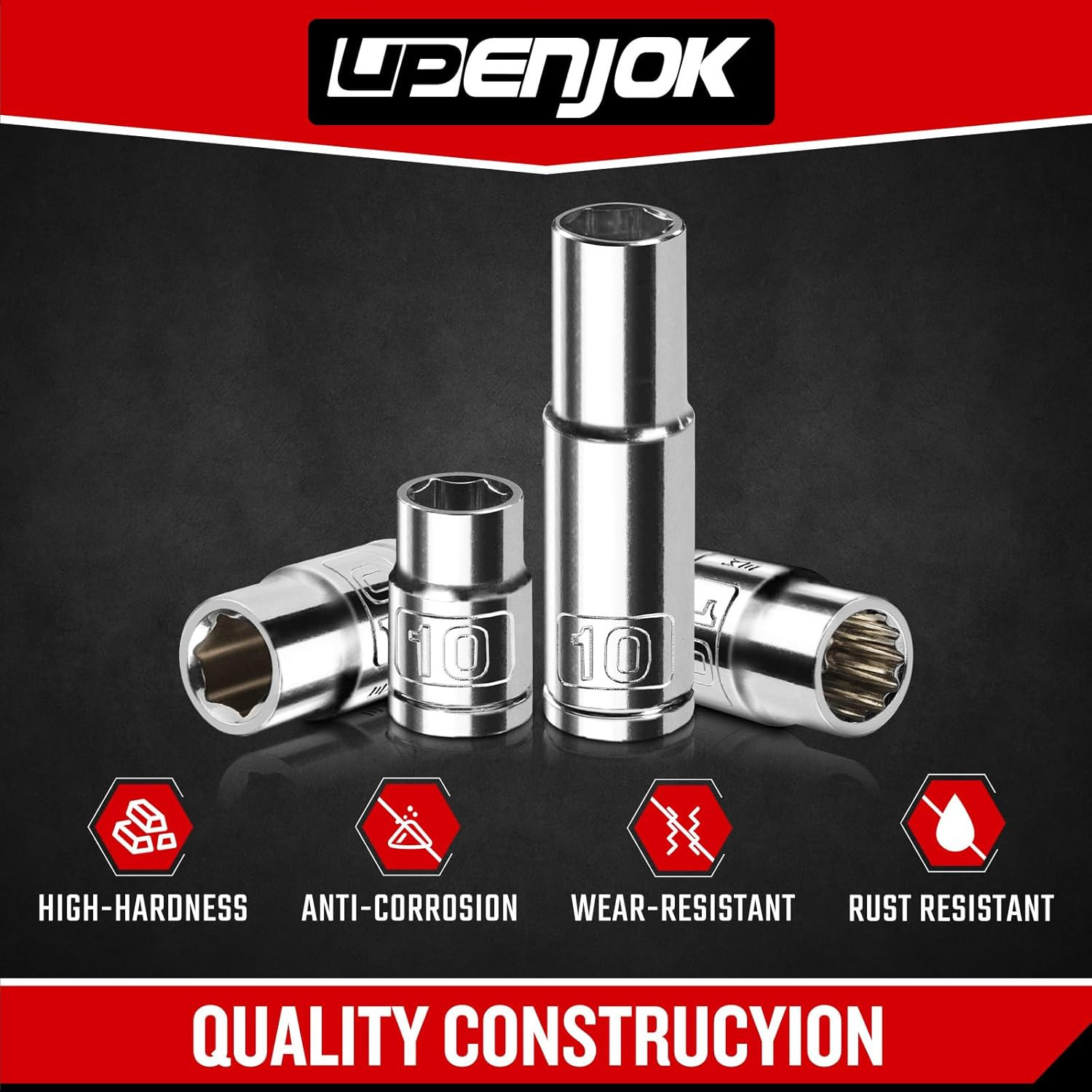 6PCS 3/8″ Drive 10Mm Socket Set, Deep & Shallow, Mirror Finish, Cr-V Steel