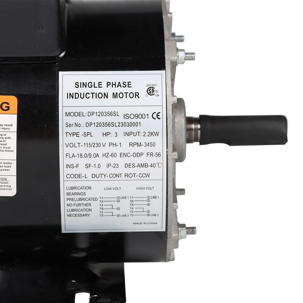Electric Motor 3 HP 3450 RPM SPL Compressor Duty 56HZ Frame 1 Phase 115/230V New