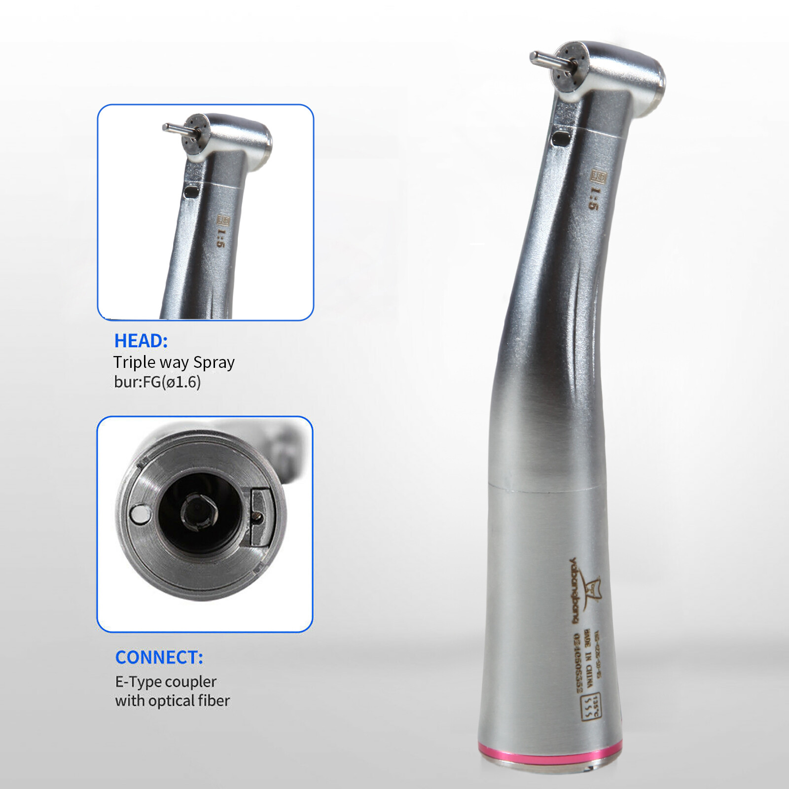 Yabangbang 1:5 Contra Angle Electric Dental Handpiece Fiber Optic Mini Head