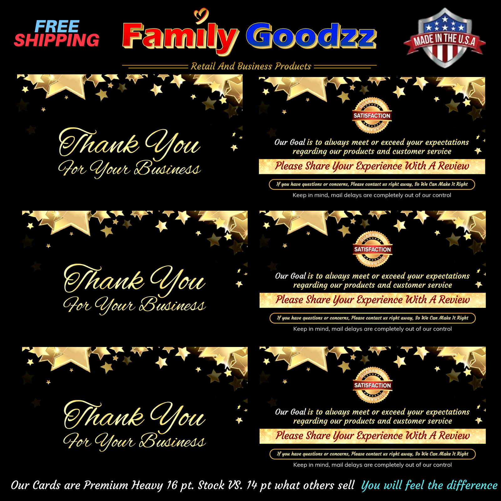 25-2000 Ebay CLASSY Thank You Seller Business Cards (Star), 4 Amazon, Etsy, bulk