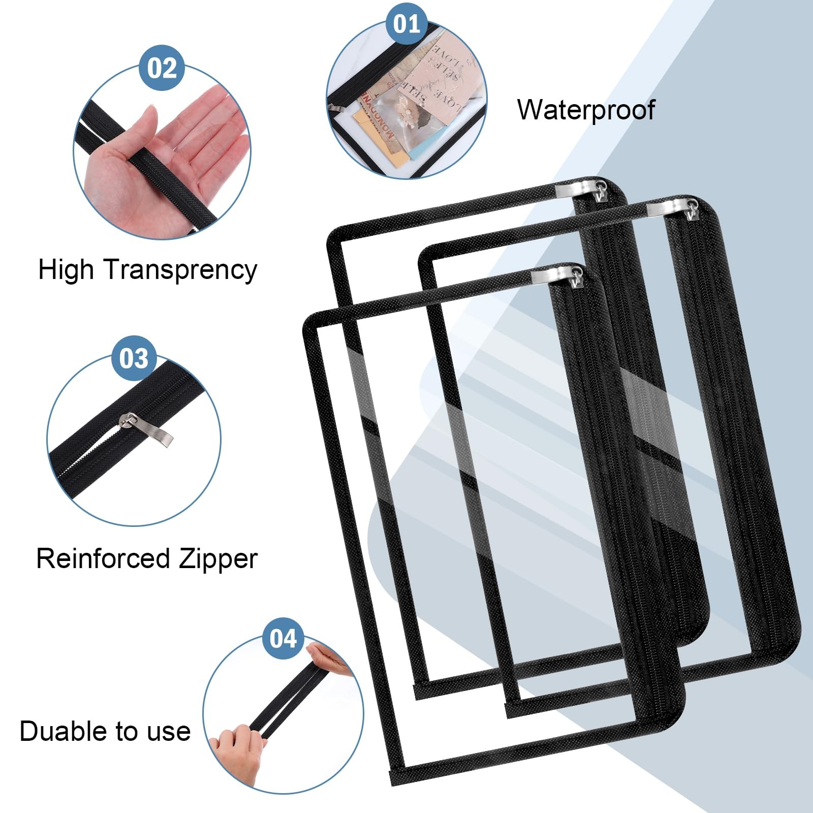 16 Pieces Clear Zipper Pouches Pencil Pouches PVC Makeup Pouch Envelopes Fold…