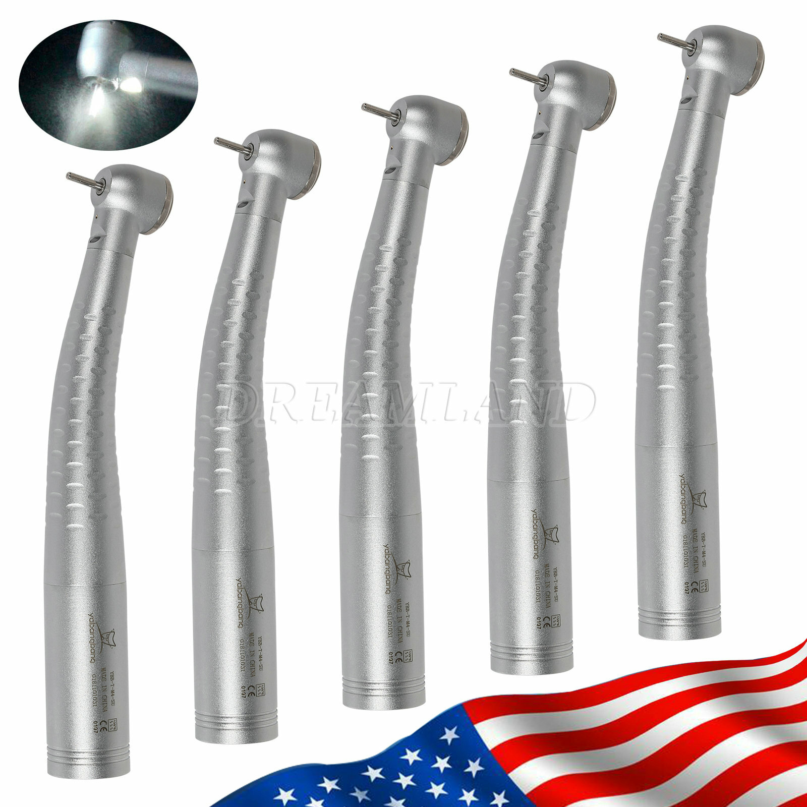 Standard Head Dental Fiber Optic LED Turbine Handpiece fit KAV Coupler YABANG