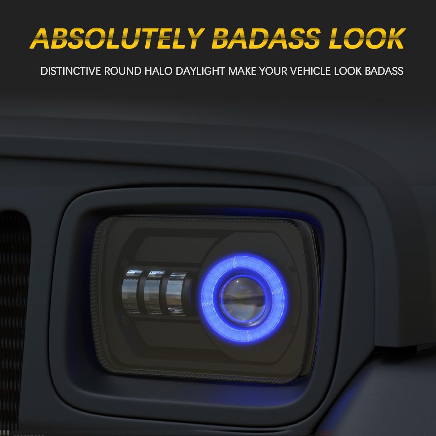 5×7 LED Headlight 7×6 H6054 Headlights with Blue Halo Amber Turn Signal