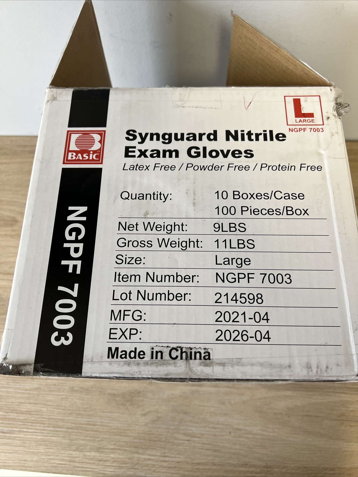 (Case Of 10 Boxes 100 Ct Per Box) Basic Large Disposable Blue Nitrile Gloves