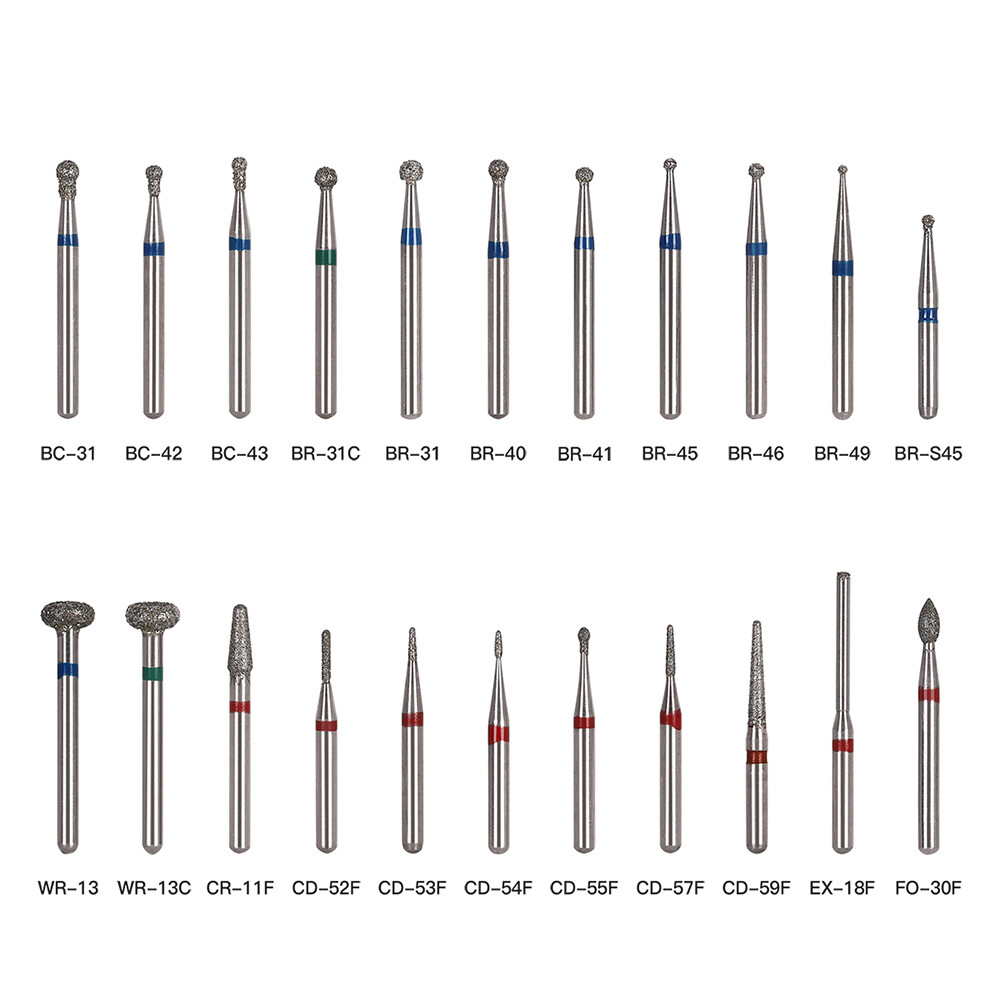 Dental Diamond FG Burs for High Speed Handpiece Friction Grip 1.6mm 100 Types
