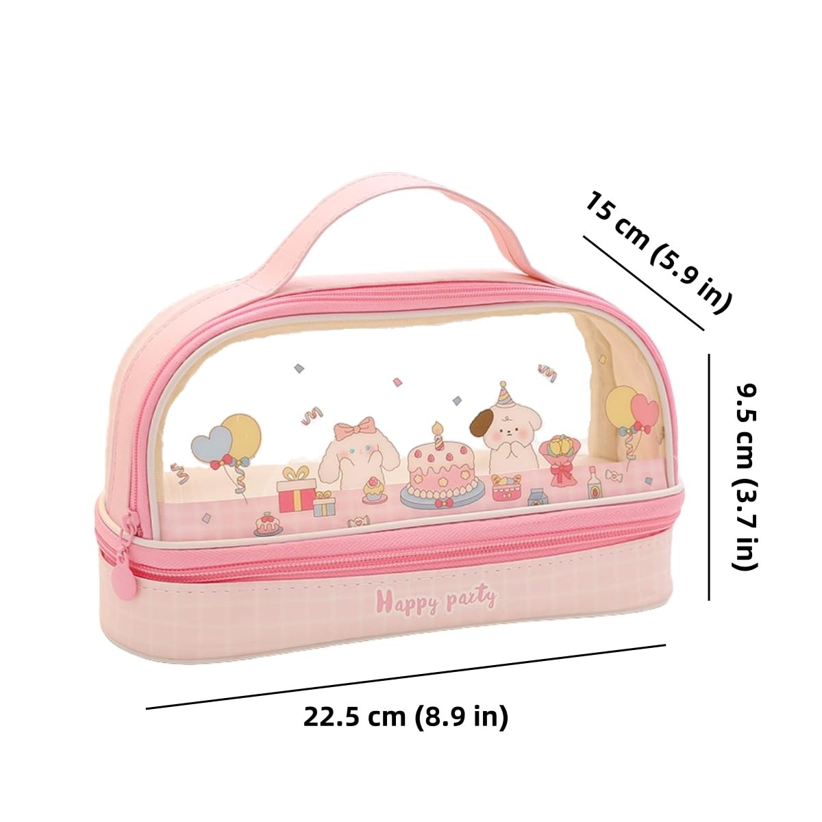 Bunny Pencil Pouch w/Handle Rabbit Kitten Bear Puppy Pen Case Cosmetic Bag Cl…