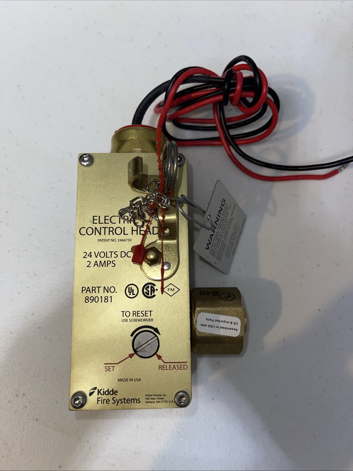 Kidde WK-890181-200 Electric Control Head, 24V, New Never Use, With Out Box ?