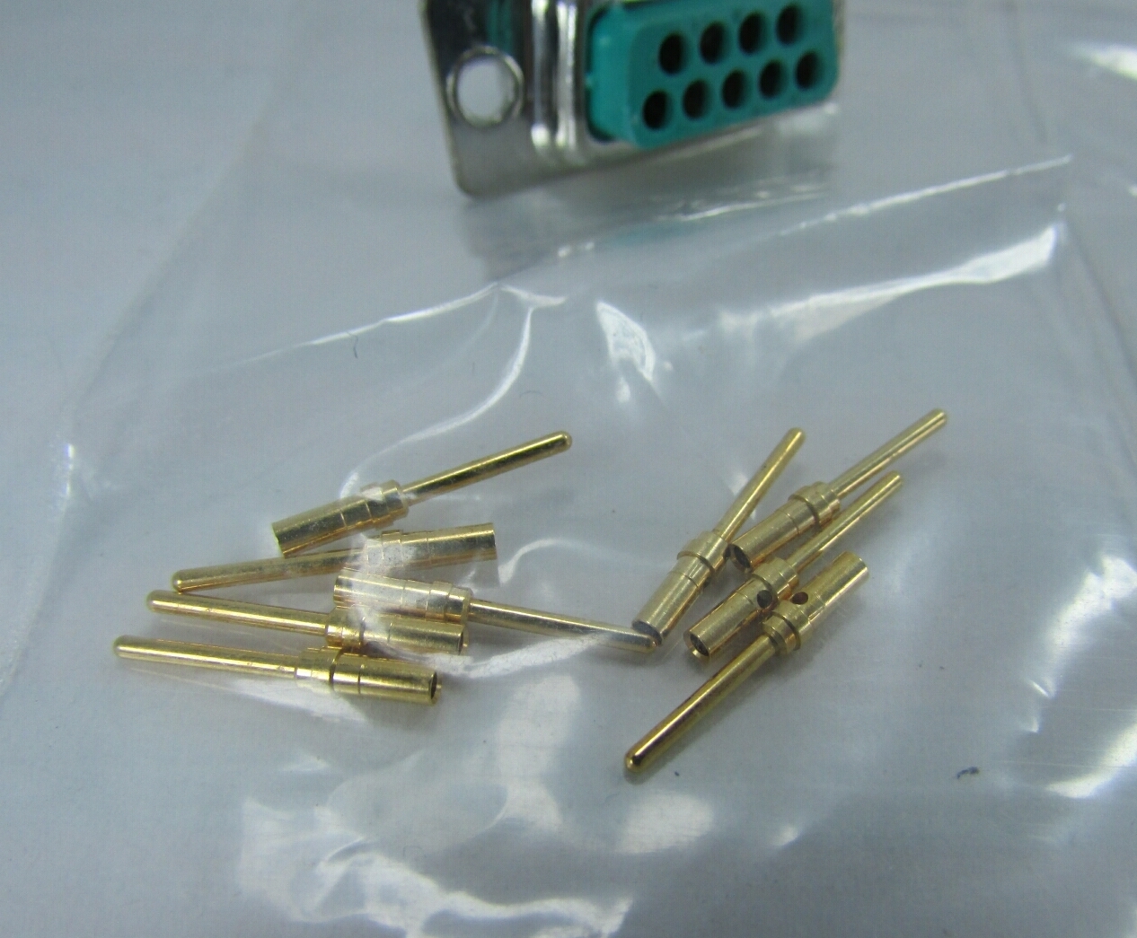 2 Positronic Mil Spec DSub Connectors DE-9, DB-9 Male, Gold Crimp Pins RD9M1000Z