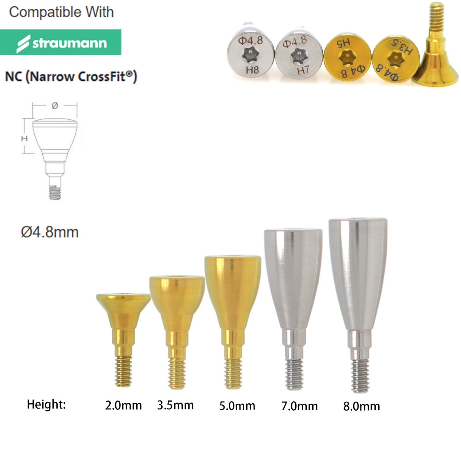 US 10Pcs NC/RC Dental Healing Cap Abutment Fit Straumann ITI BL/BLT D3.3/4.1mm