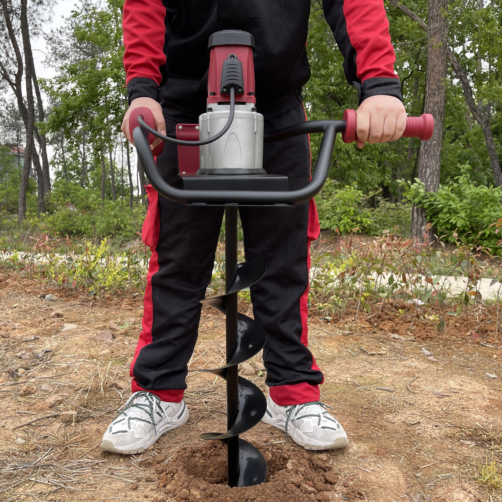 192rpm Powerful Electric Corded Digger Post Hole Auger 2 Drill Bit 1500W 1.6HP