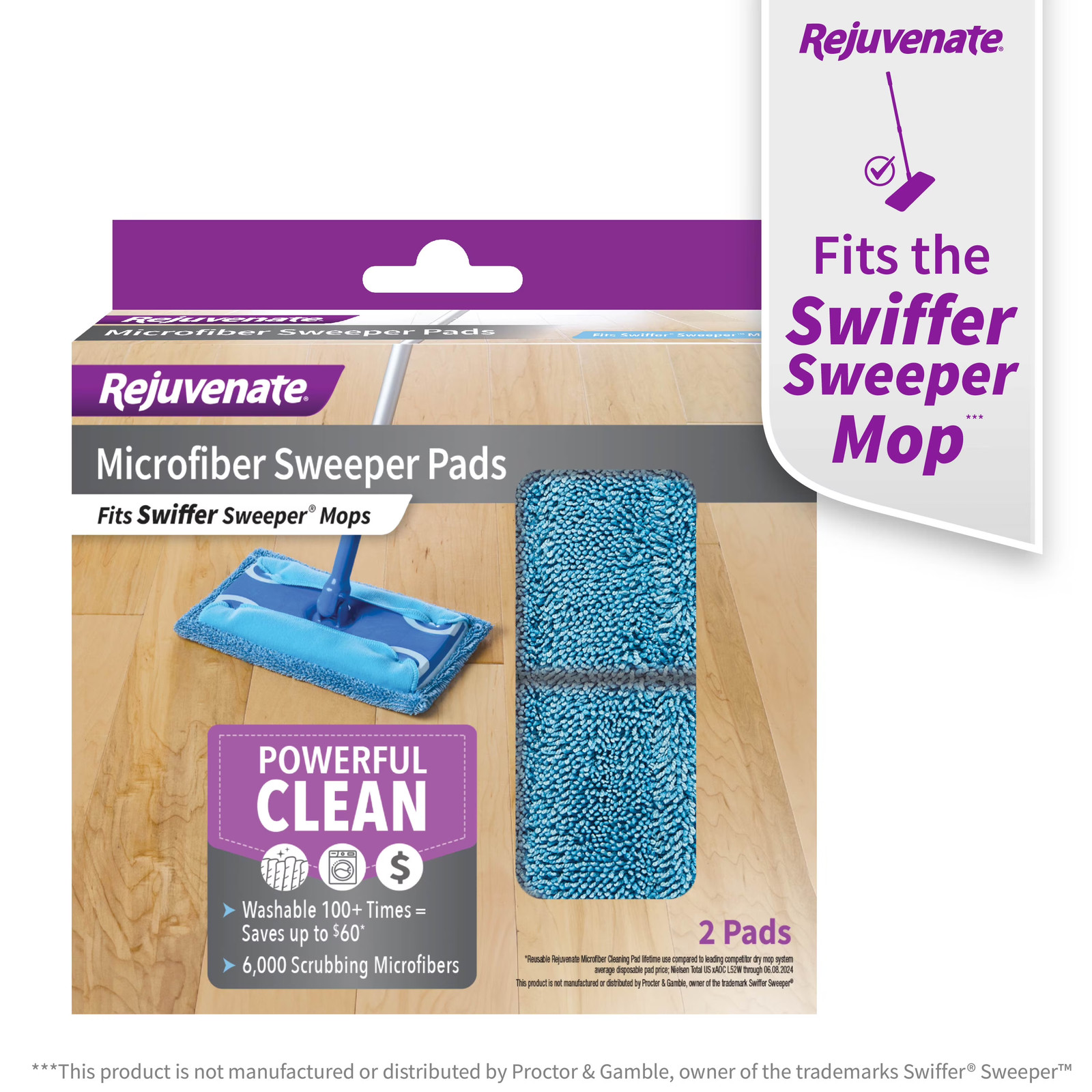 Rejuvenate Microfiber Replacement Sweeper Pads Compatible with