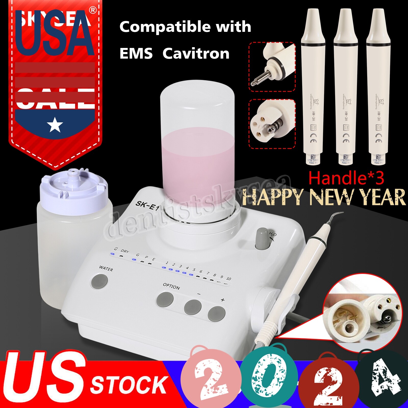 For Cavitron Dental Ultrasonic Scaler fit EMS Woodpecker+4*Handpiece+ Bottles US