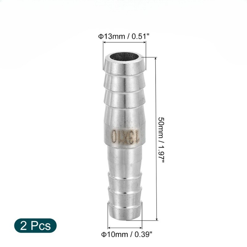 2Pcs 1/2″ to 3/8″ Hose Barb Reducer Pipe Fitting, 304 Stainless Steel Adapter