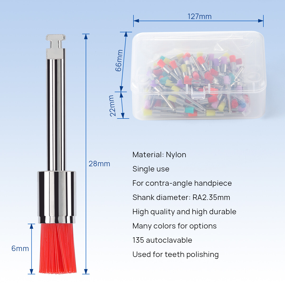 100Pcs Dental Polishing Polisher Prophy Brush Bowl Flat Type Colorful Nylon
