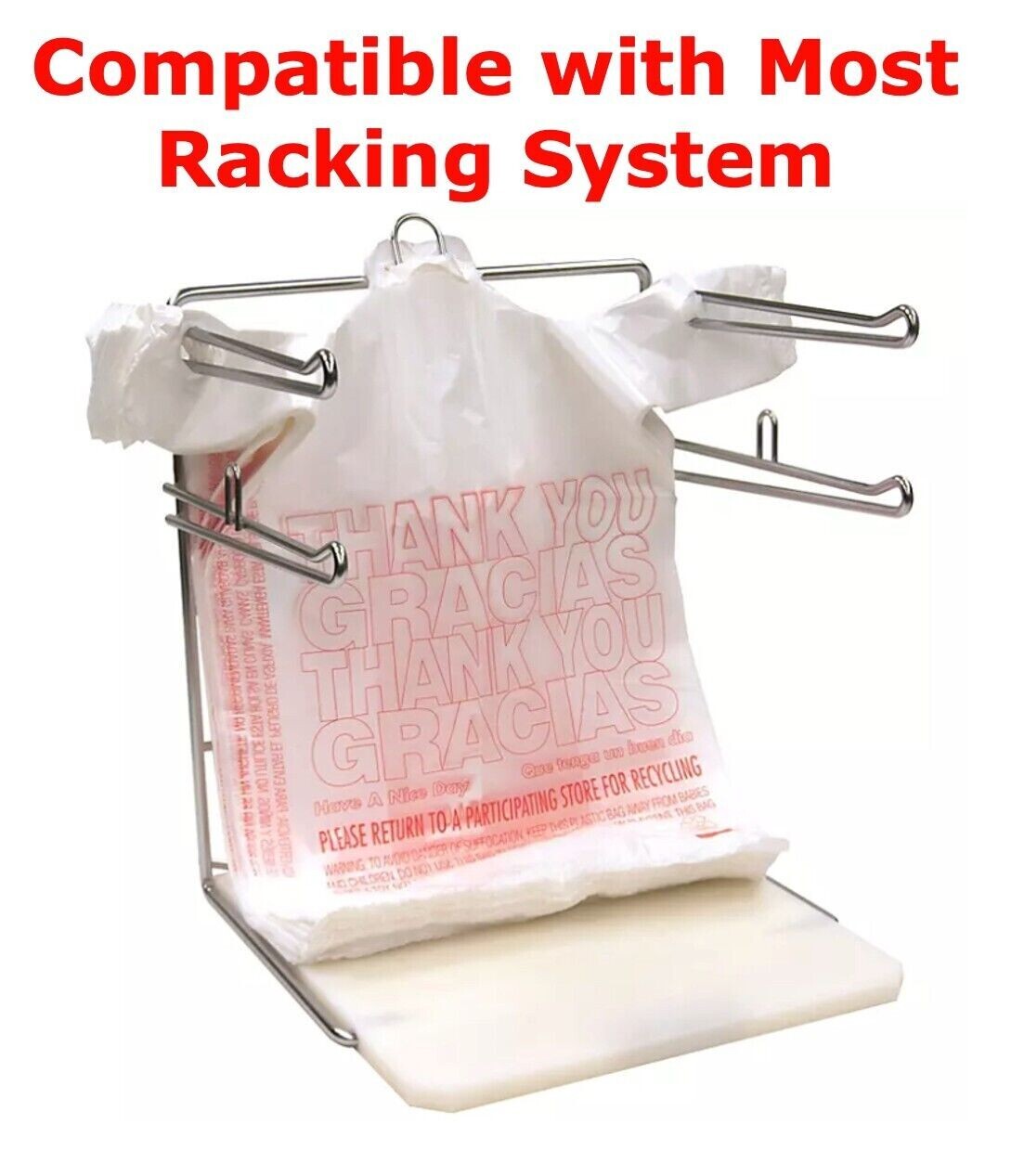 T-Shirt Carry-Out Bags Thank You Gracias Bags 11.5″ x 6.5″ x 22″ (1,000 ct.)