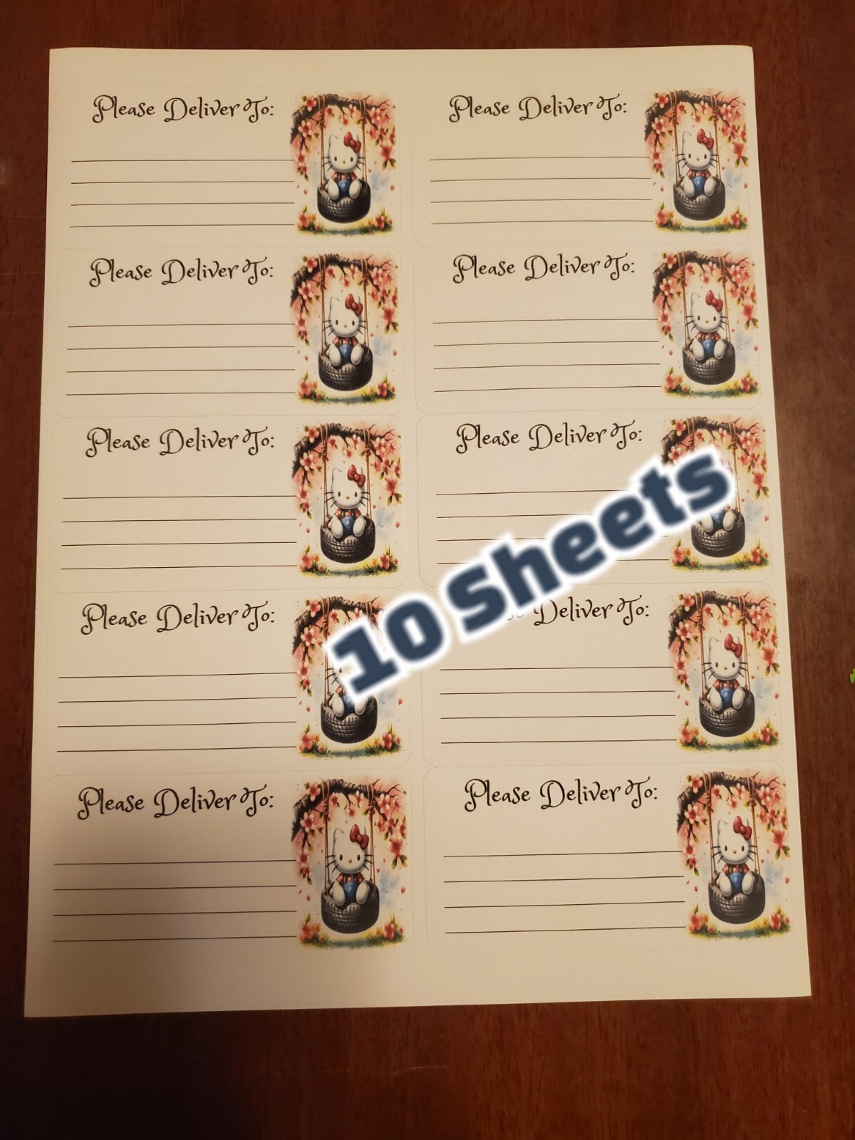 10 Sheets please deliver to address shipping labels (PDT) pen pal, mail