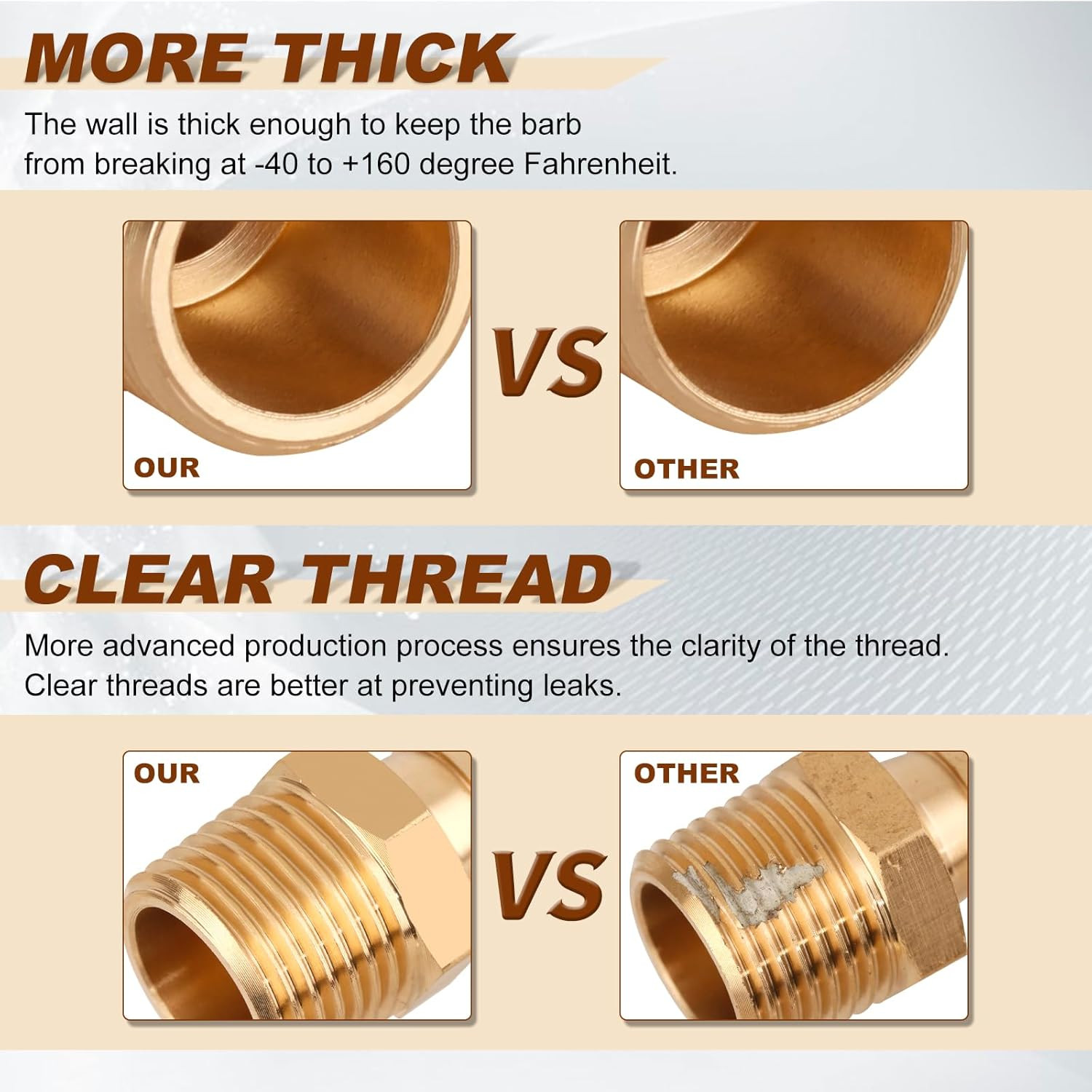5pcs Brass Hose Barb Fittings 1/2 Inch to 1/2 Inch NPT Male Thread Adapter Conne