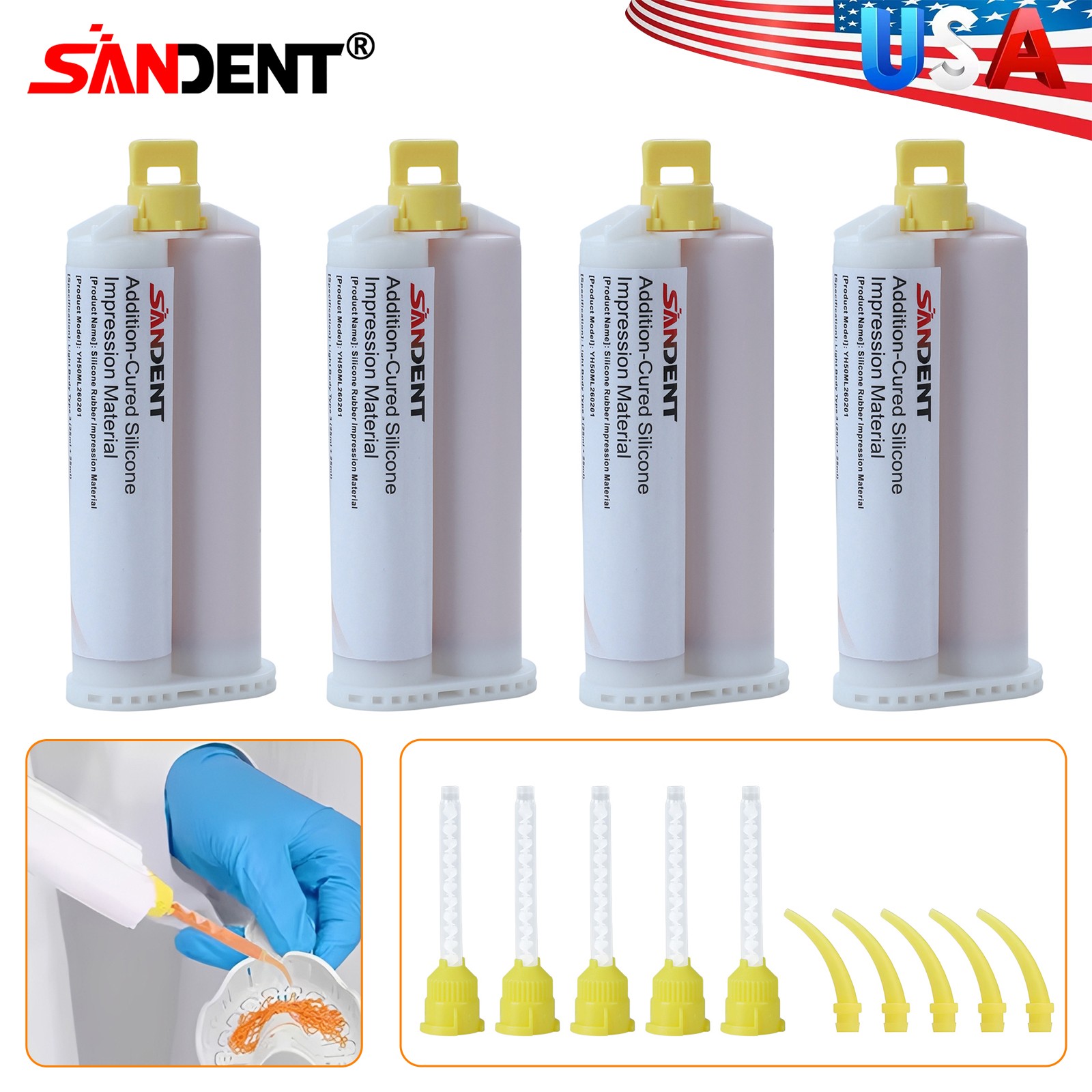 Impression Material VPS – Light Body Fast Set 4 x 50ml Cartridges 20 Tips