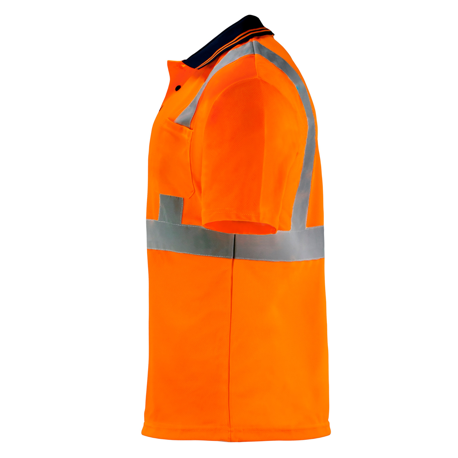 5 Pack Hi-Vis Orange Safety Workwear Short Sleeve Polo Shirt Top Reflective Tape