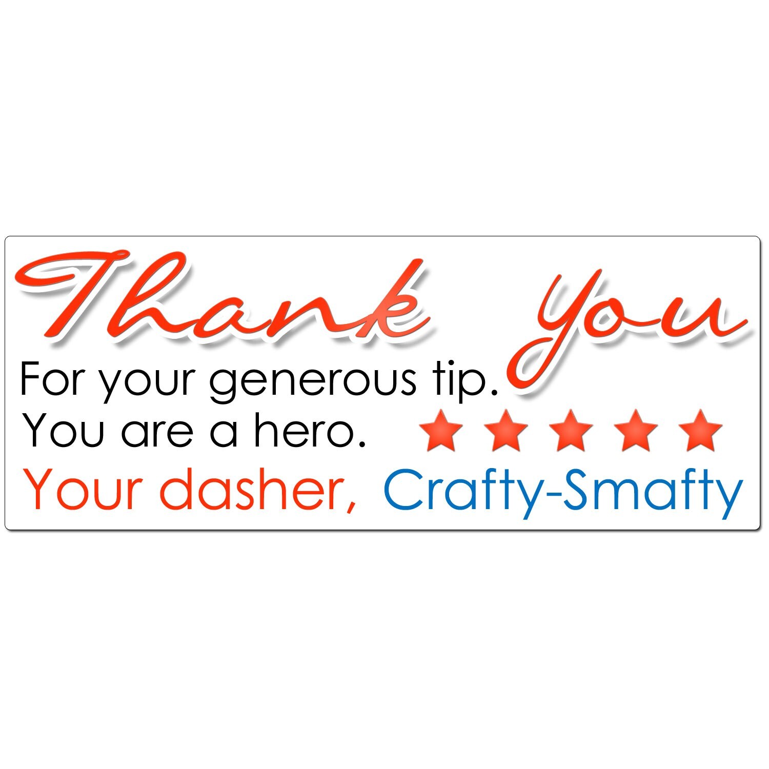 for DoorDash Thank You Stickers Driver CUSTOM NAME Increase Ratings and Tips
