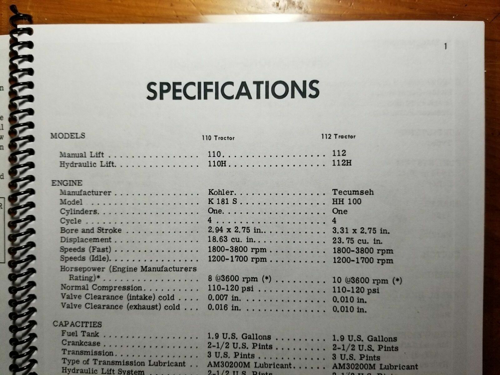 John Deere 110 110H 112 112H Lawn & Garden Tractor S/N 65001-100000 Oper Manual