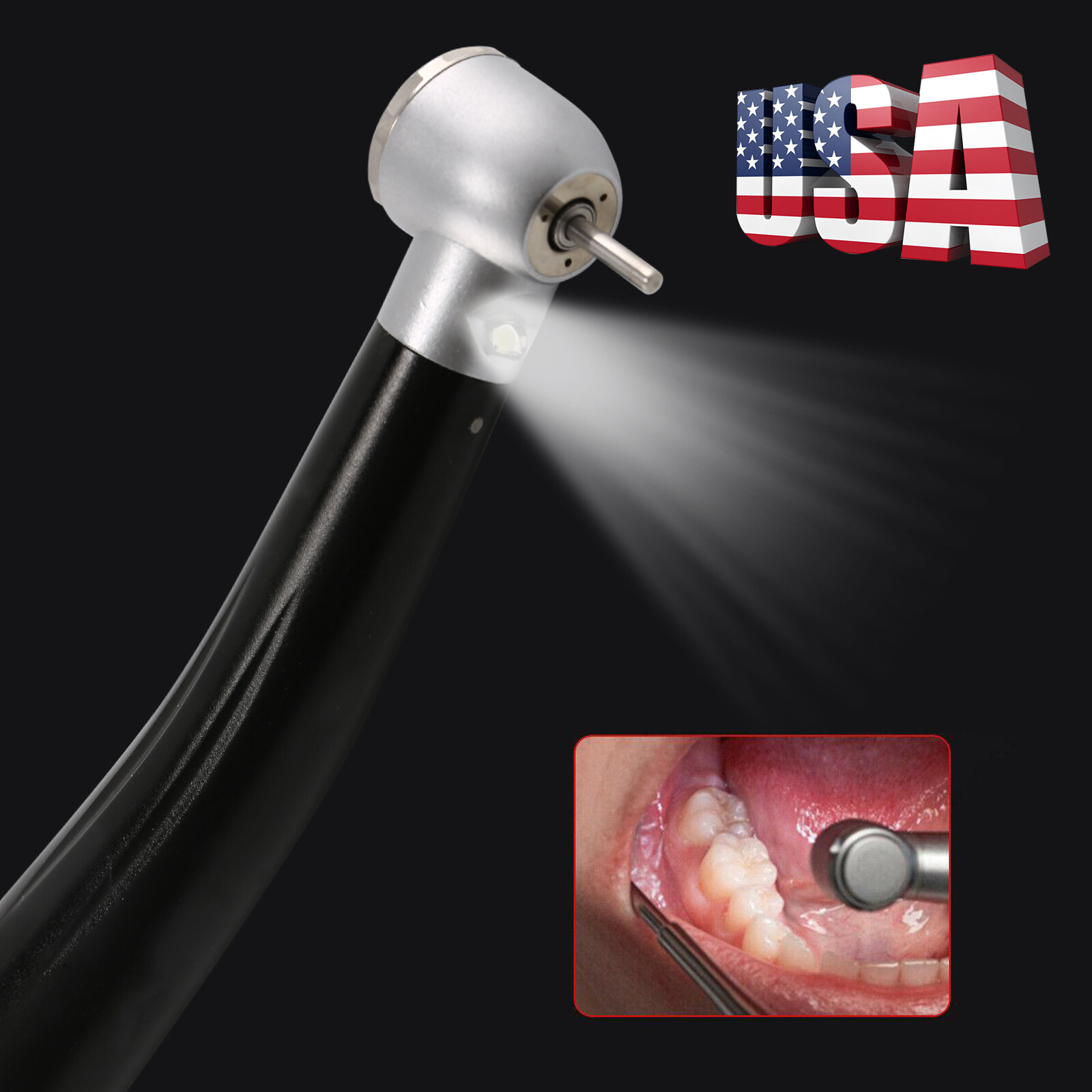 Dental LED E-generator Fiber Optic High Handpiece Turbine Internal Triple Spray