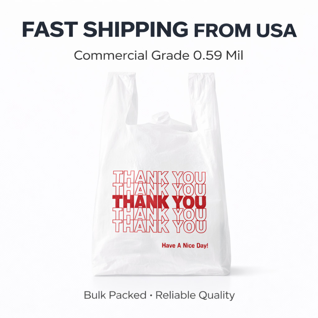 5000 0.59 Mil Heavy Duty Thank You Bags 1/6 Large 21×6.5×11.5 Retail