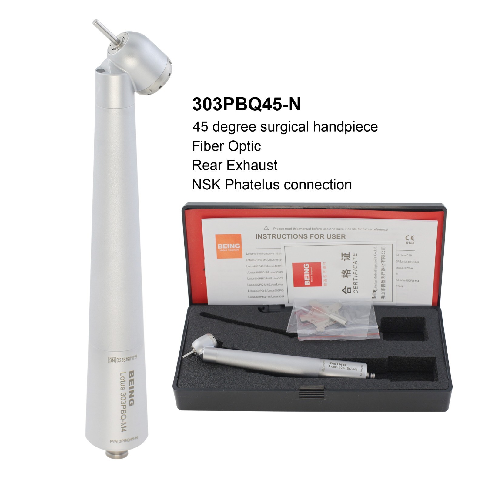 BEING Dental Surgical Handpiece High Speed 45 Degree 4 Hole KaVo NSK Coupler