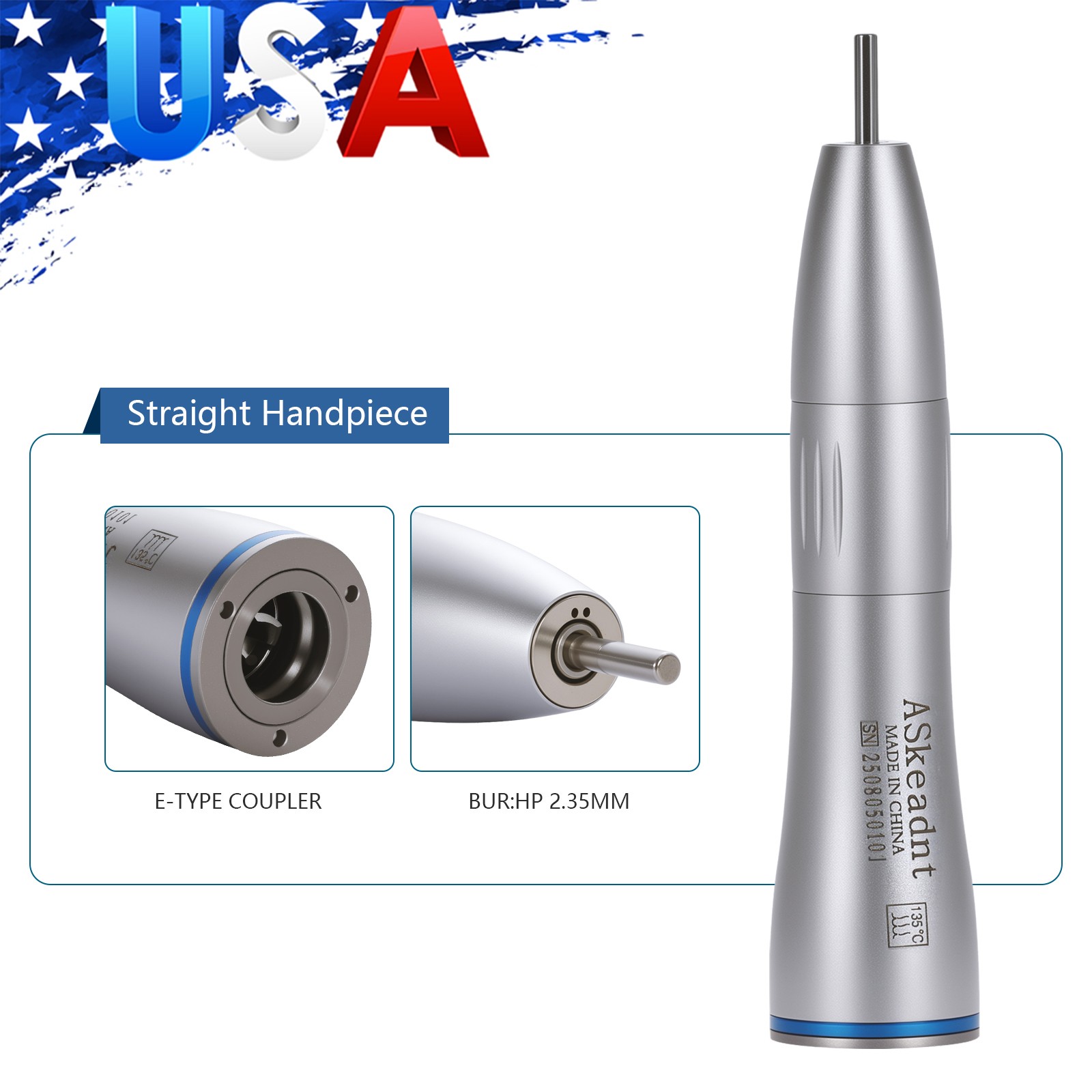 1-10 Dental Internal Water Spray Straight Nosecone Low Speed Handpiece ASkeadnt