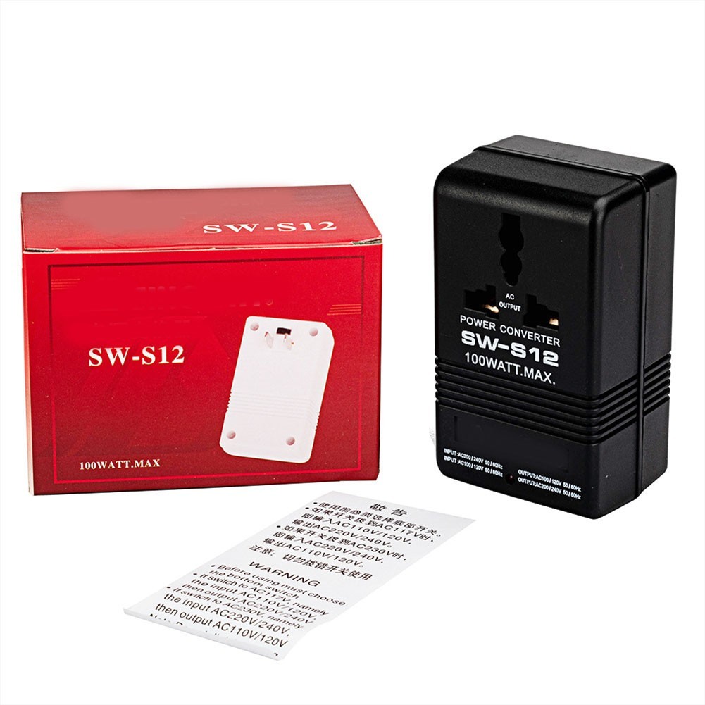 100W Portable Voltage Converter Transformer 110V 120V to 220V 240V or Reverse