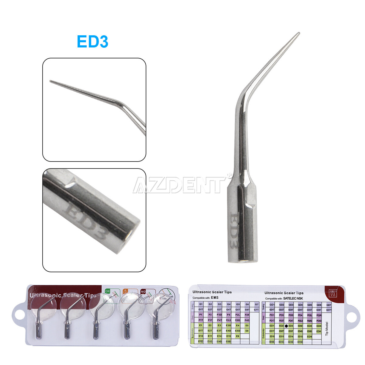 19 Type Dental Ultrasonic Scaler Scaling Endo Perio Tips Fit for NSK SATELEC DTE