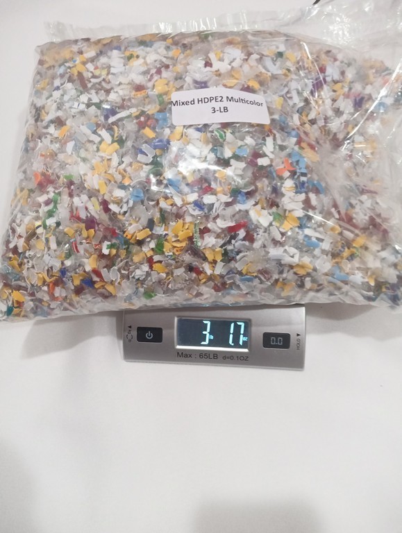 3-LB Multicolor Recycled & Shredded HDPE #2 Hi Density Polyethylene Lot#9