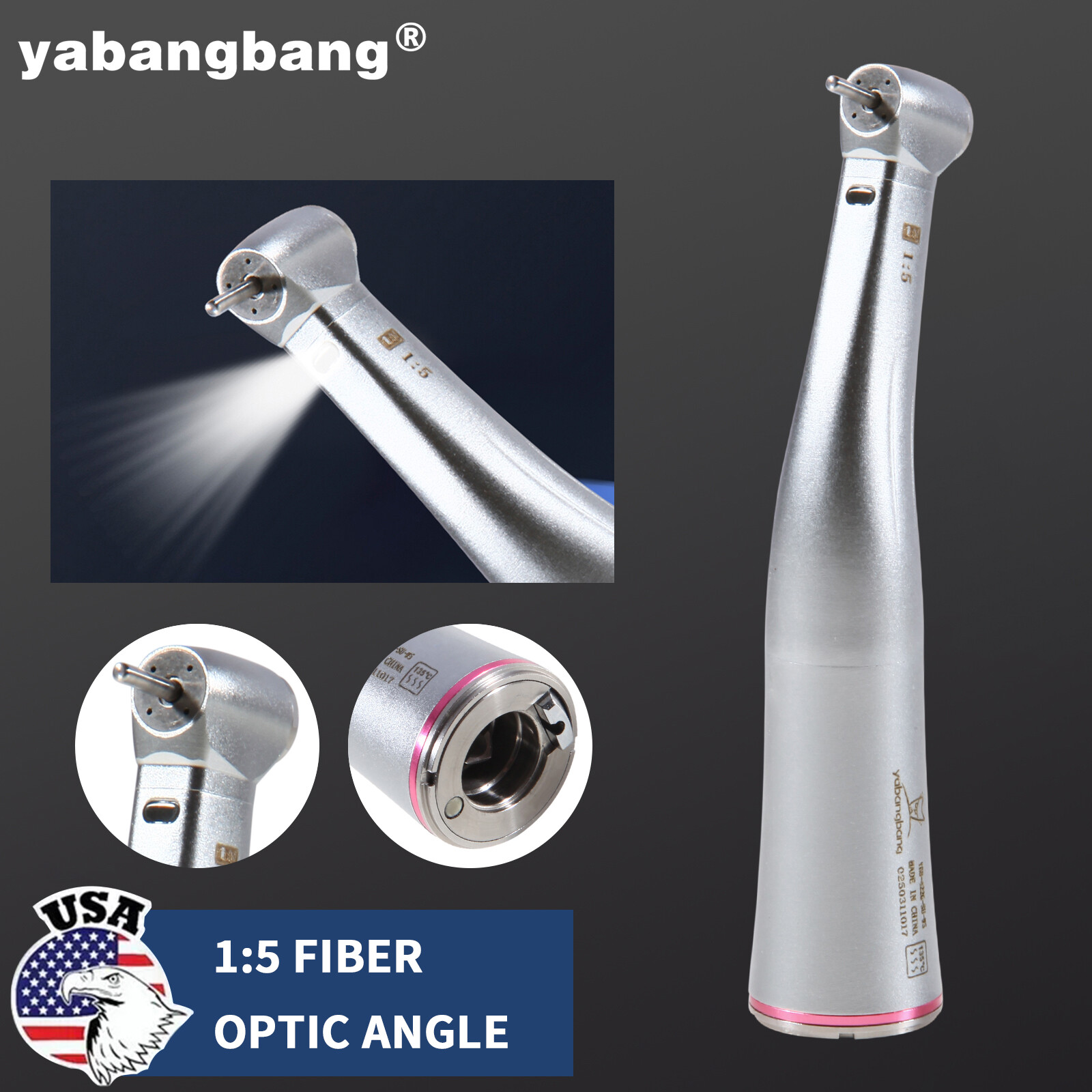 Dental 1:5 LED Fiber Optic Contra Angle Handpiece Fit NSK Ti-MAX X95L