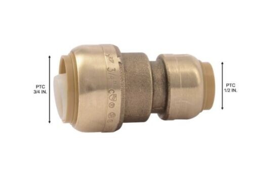 SHARKBITE 1/2 in. x 3/4 in. Push-to-Connect Brass Reducing Coupling, U058LFA NEW