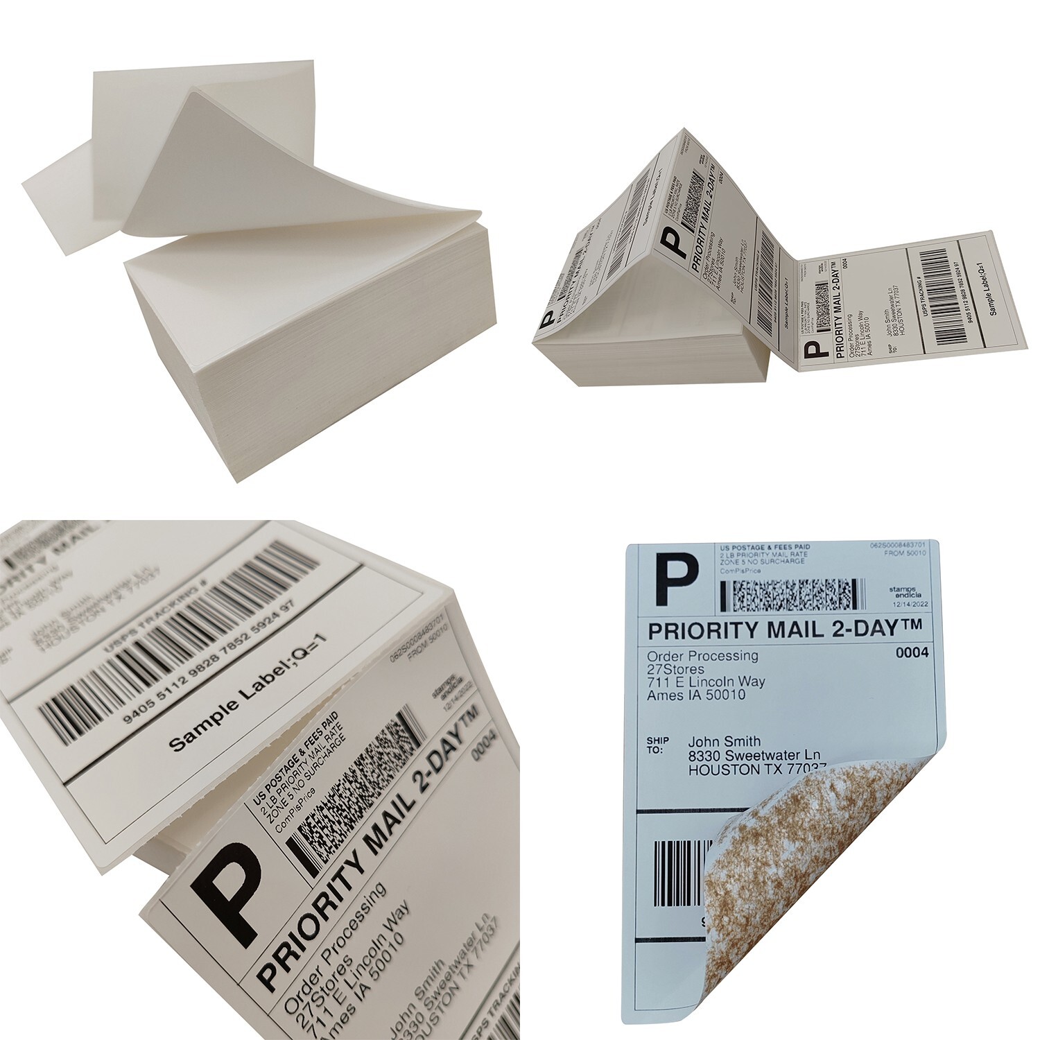 4000 4×6 Fanfold Direct Thermal Shipping Labels for Zebra & Rollo Printers