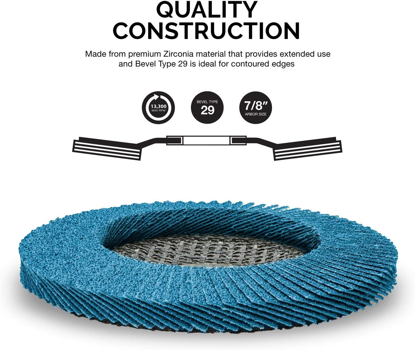 11143A 10 Pack Zirconia Flap Discs 4-1/2 for Angle Grinder, 60 Grit Flapper Whee